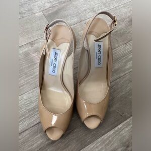 Jimmy Choo Nova Peep-Toe Slingback Platform Pumps